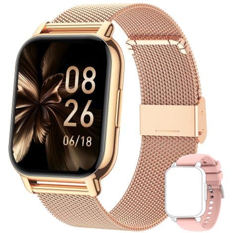 Popglory’s Smartwatch: Connect and call on-the-go, with a large screen, dual straps, and advanced health features. Compatible with iOS and Android.