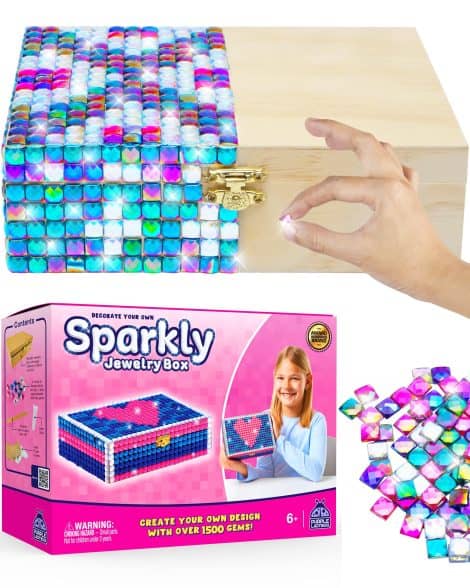 Fun and creative mosaic jewelry box craft kit for girls, perfect for ages 6-12. Great gift idea!