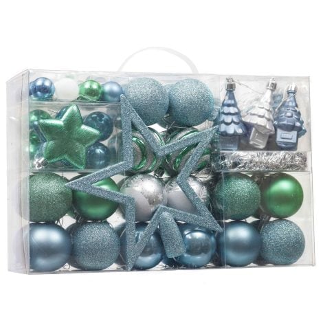 Valery Madelyn Christmas baubles: 40 Blue Silver Shatterproof Ball Ornaments for Tree Decorations with Snowmen Hanging Gifts.