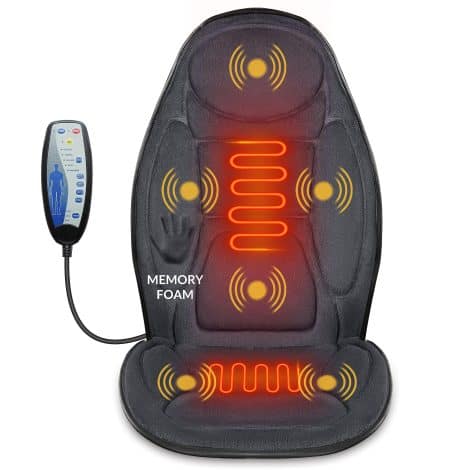 Snailax Back Pain Seat Massager: Soothe discomfort, 3 heat levels, ideal for home office use, perfect birthday gift.