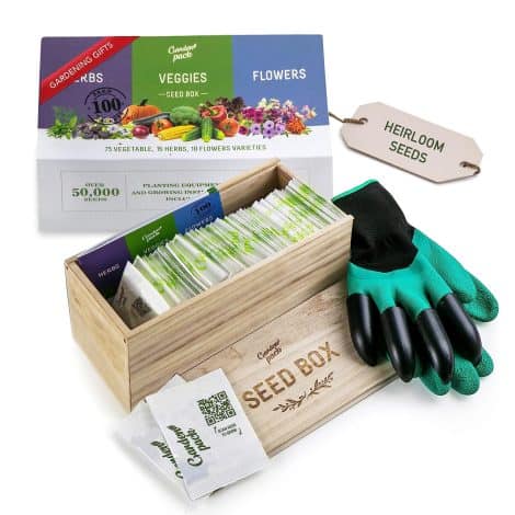 Garden Pack’s Grow Your Own Seed Box – A perfect gardening gift with 100 flower, herb, and vegetable seed varieties for all gardeners.