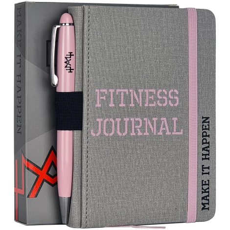 MaLetics – Compact A6 Fitness Diary – Achieve 15 Targets, Monitor 93 Exercises, Record 24 Milestones, Durable Pink Planner.