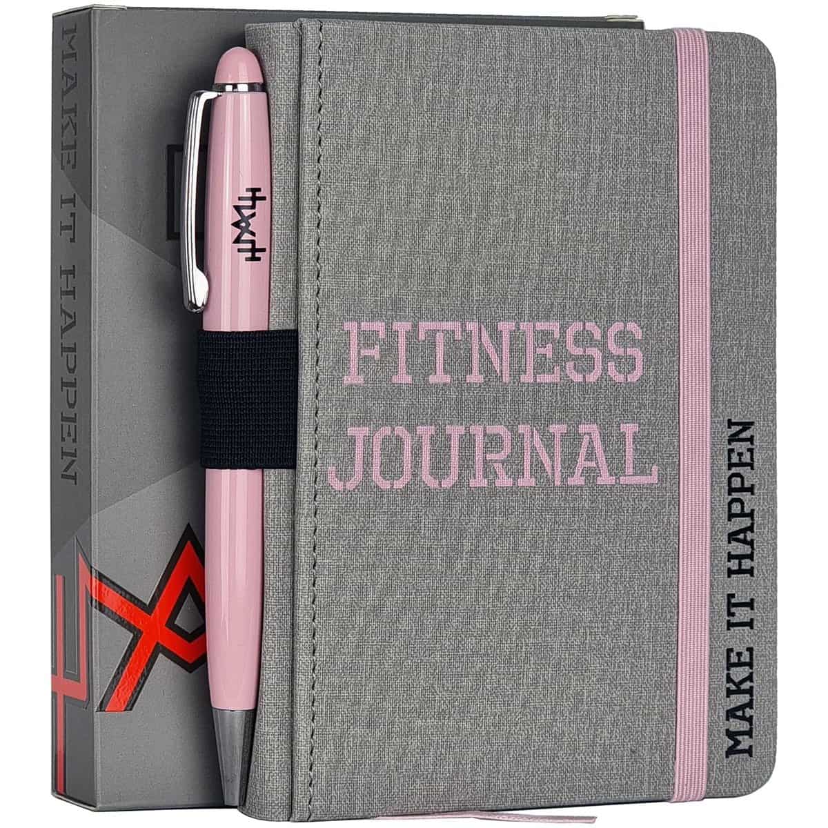 MaLetics – A6 Pocket Fitness Journal – Set 15 Goals, Track 93 Workouts, Measure Progress & Log 24 Personal Records – Sweatproof Design, Daily Planner & Exercise Log Book For Men & Women - Pink