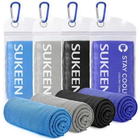 Sukeen Cool Towels: Stay Fresh with 4 Cooling Towels for Yoga, Sports, and Fitness Activities.