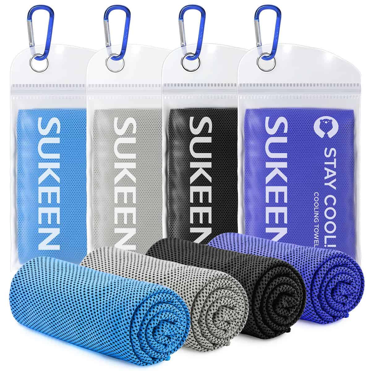 Sukeen [4 Pack Cooling Towel,Ice Towel,Soft Breathable for Yoga,Sport,Running,Gym,Workout,Camping,Fitness,Workout & More Activities