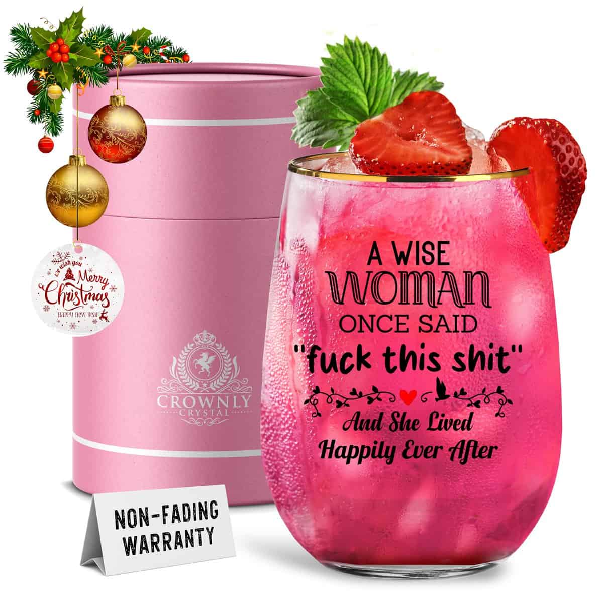 CROWNLY CRYSTAL® Funny Gifts for Women Leaving Gifts for Colleagues Women Personalised Wine Glass Gin Glasses Gift Ideas for Women Funny Gifts for Friends Birthday Gifts for Women Personalised Gifts