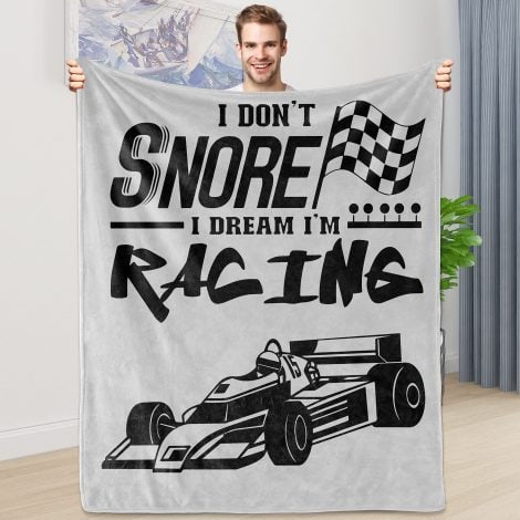 Funny F1 Gifts for British men: Shoppawhile’s Racing Flannel Blanket – Unusual Presents for Christmas, Birthdays, or Father’s Day.