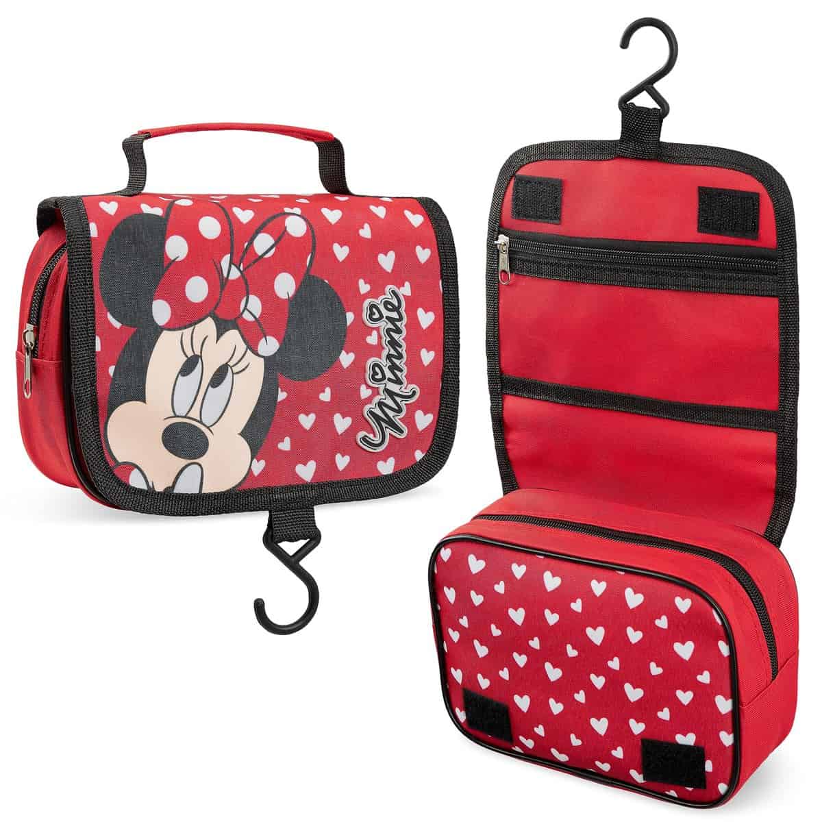 Disney Stitch Hanging Toiletry Bags for Women Teenagers Girls Minnie Mouse Cosmetic Bag Travel Accessories Stitch Gifts (Red Minnie)