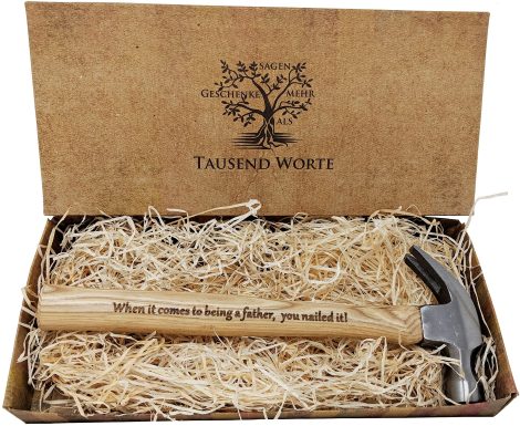 Engraved Hammer Gift for Dads: “Thanks for helping shape my life” and “You’ve mastered fatherhood!”